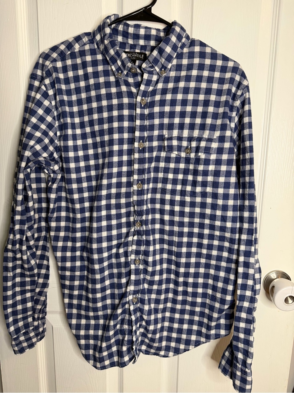J. Crew Factory Navy and White Gingham Button-Down Shirt